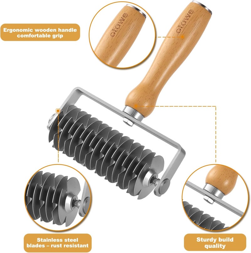 Otawe Lattice Pastry Cutter – Stainless Steel Roller Cutter with Wooden Handle for Pie, Beef Wellington, Pastry & Bread – Easy Lattice Pattern – - Image 5